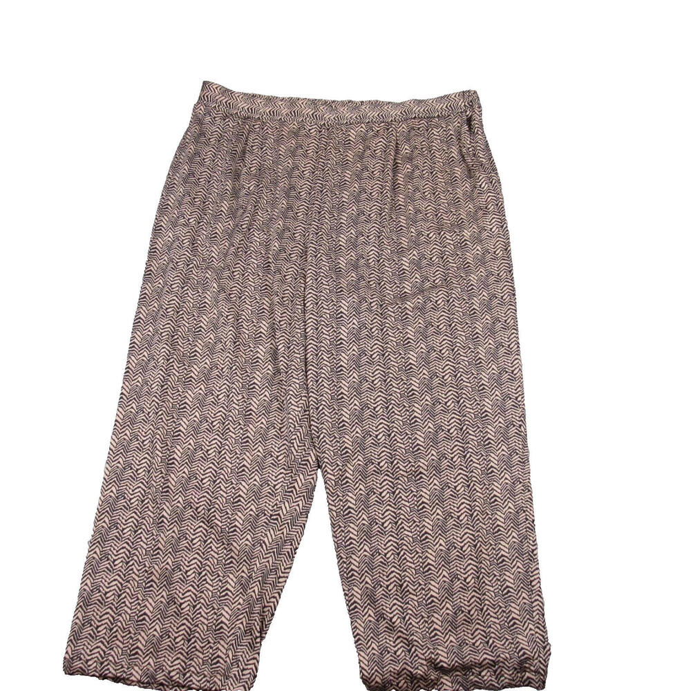 ANTHONY ORIGINALS‎ Women's Pants 2X Beige Black Chevron Print Elastic Waist